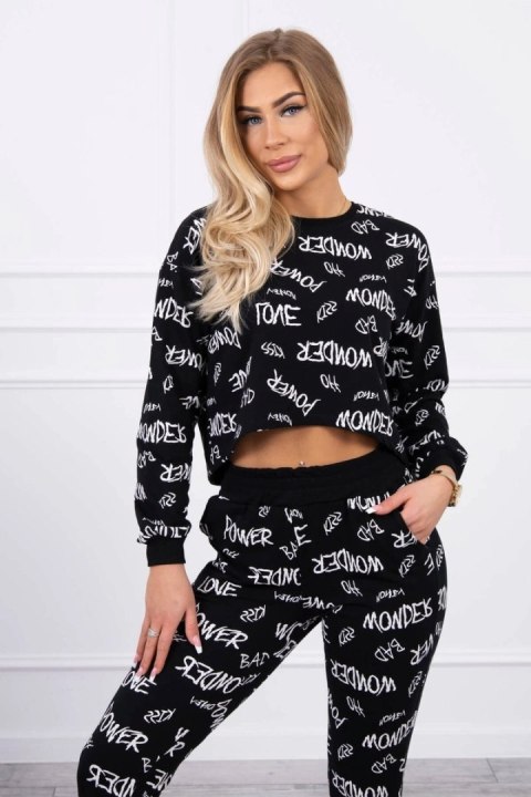 Komplet z napisami czarny