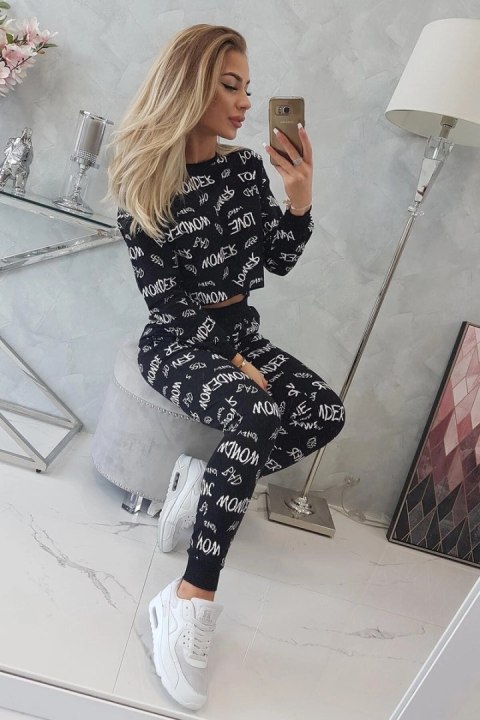 Komplet z napisami czarny