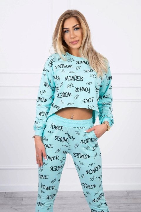 Komplet z napisami miętowa