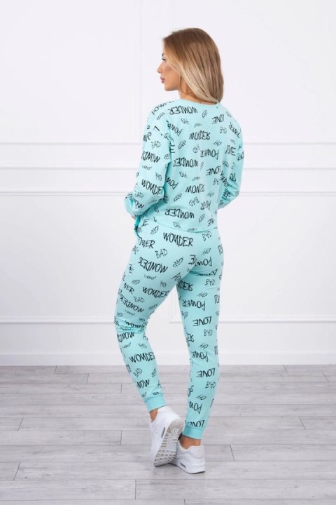 Komplet z napisami miętowa