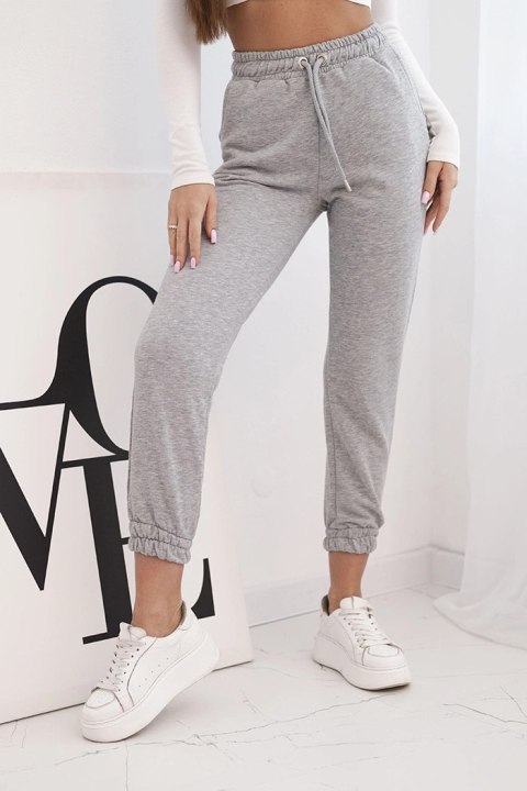 Spodnie damskie bawełniane z gumką w pasie szare
