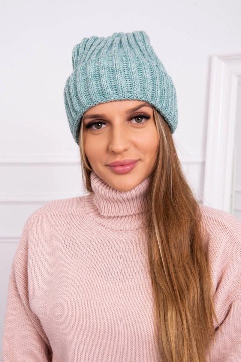 Czapka z wywinięciem Magda K293 ciemno miętowa