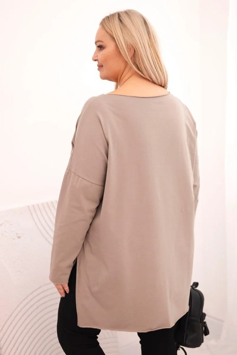 Bluzka damska bawełniana Plus Size asymetryczna z długim rękawem fango