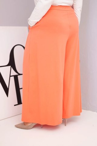 Spodnie damskie bawełniane Plus Size o szerokiej nogawce i luźnym kroju morelowe