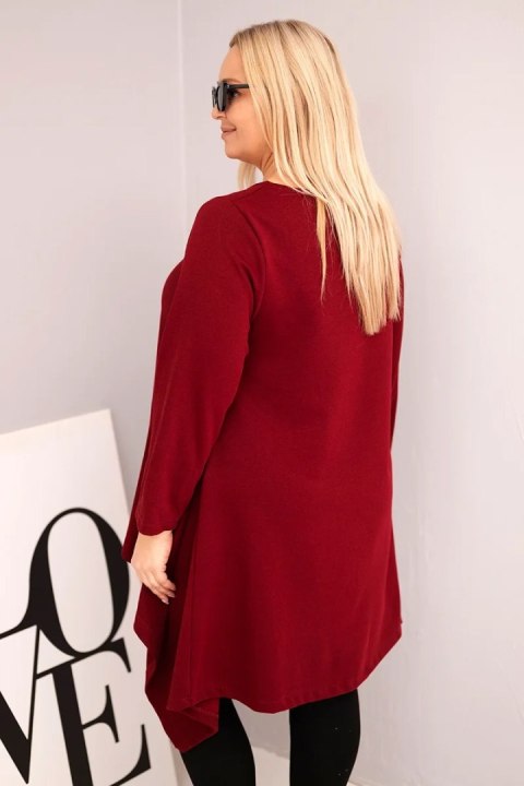 Tunika damska Plus Size bawełniana o asymetrycznym kroju bordowa