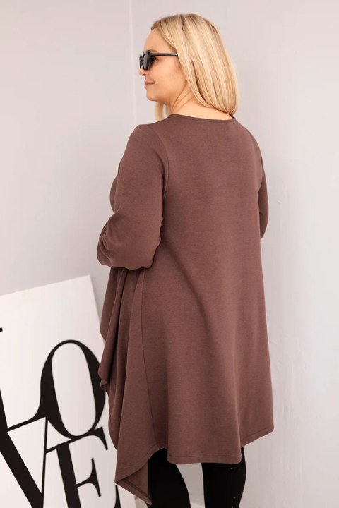 Tunika damska Plus Size bawełniana o asymetrycznym kroju brązowa