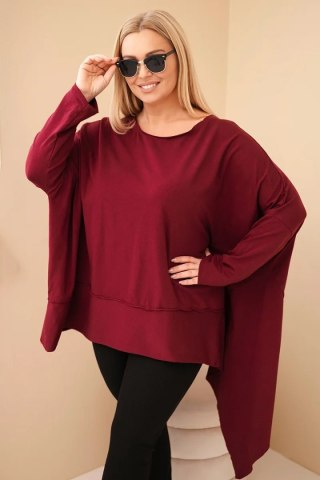 Tunika damska Plus Size z bawełny z asymetrycznym dołem bordowa