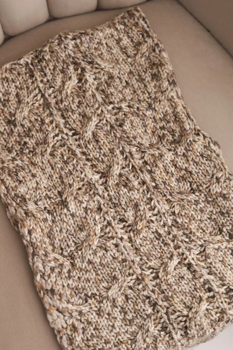 Komin damski wełniany melanżowy gruby otulacz na zimę KN24 ciemno beżowy