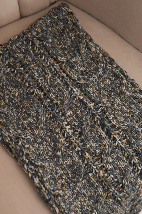 Komin damski wełniany melanżowy gruby otulacz na zimę KN24 jeansowy+khaki