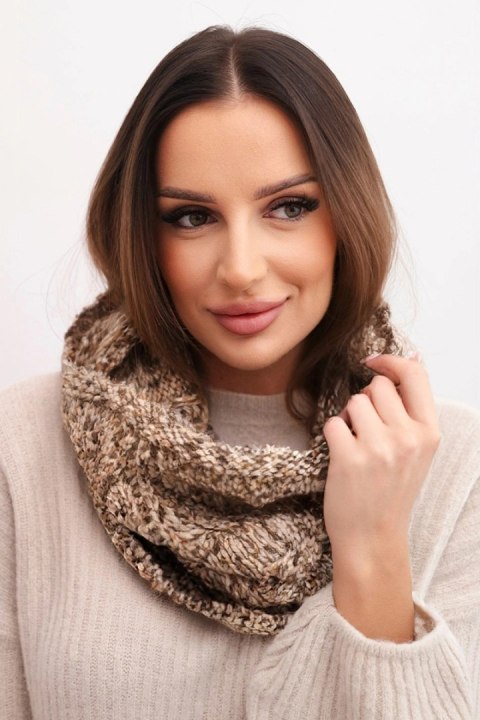 Komin damski wełniany miękki melanżowy szalik zimowy KN25 ciemno beżowy