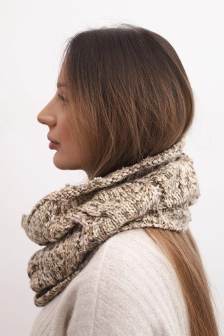 Komin damski wełniany miękki melanżowy szalik zimowy KN25 ciemno beżowy