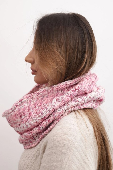 Komin damski wełniany miękki melanżowy szalik zimowy KN25 jasno różowa