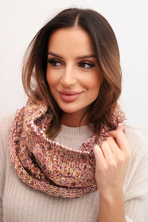 Komin damski wełniany miękki melanżowy szalik zimowy KN25 różowy+żółty