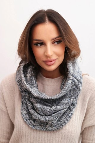 Komin damski wełniany miękki melanżowy szalik zimowy KN25 szary+grafitowy