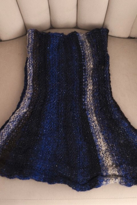 Komin damski wełniany miękki otulacz golf zimowy KN21 granatowy