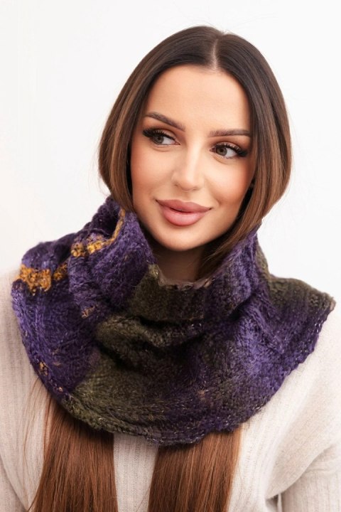 Komin damski wełniany miękki otulacz golf zimowy KN21 khaki