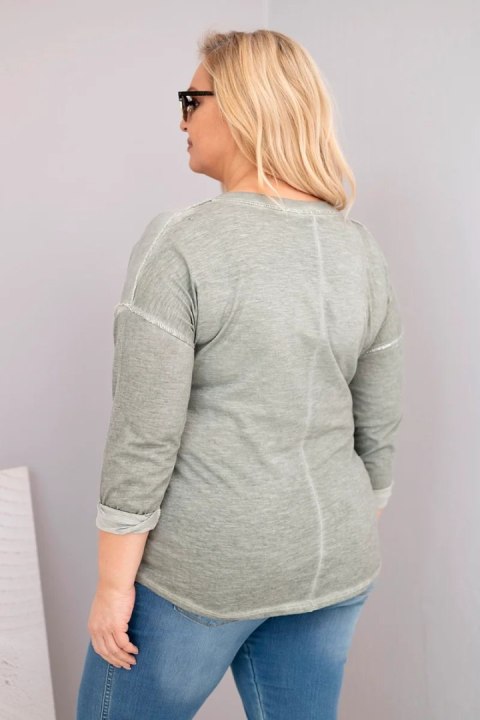 Bluzka damska Plus Size przecierana z napisem Love You More khaki