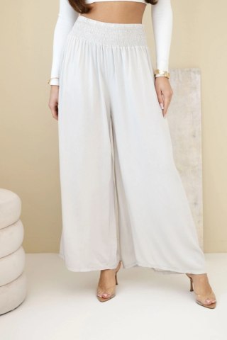 Spodnie damskie wiskozowe z elastycznym pasem beżowe