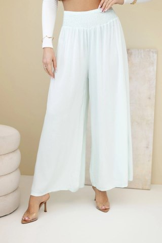 Spodnie damskie wiskozowe z elastycznym pasem miętowe