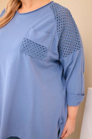 Bluza damska Plus Size bawełniana z nadrukiem jeansowa