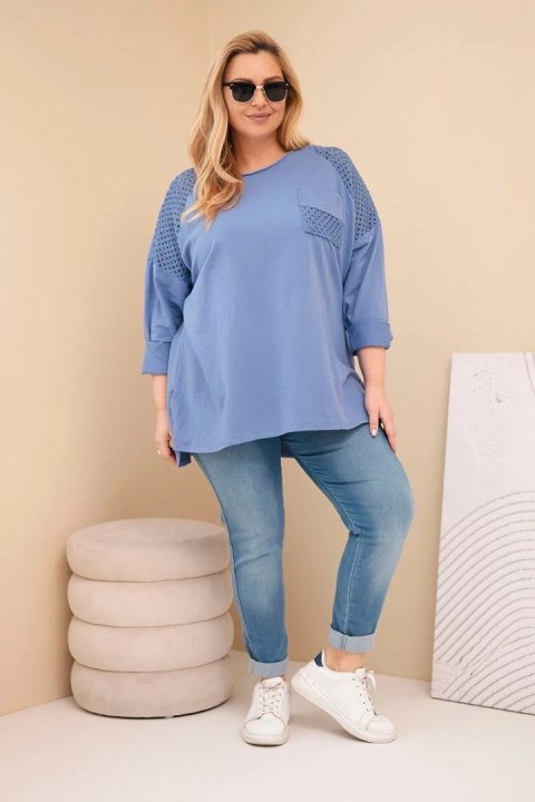 Bluza damska Plus Size bawełniana z nadrukiem jeansowa