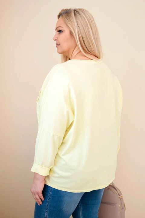 Bluzka damska bawełniana Plus Size z dekoltem V żółta