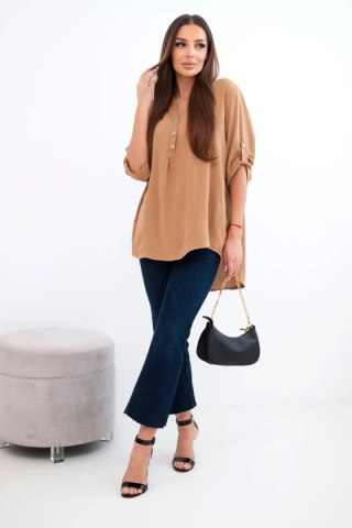 Bluzka z dłuższym tyłem camelowa