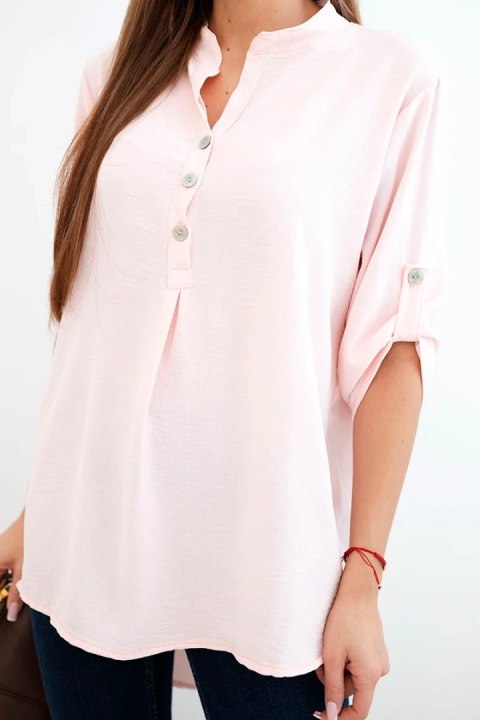 Bluzka z dłuższym tyłem jasny pudrowy róż