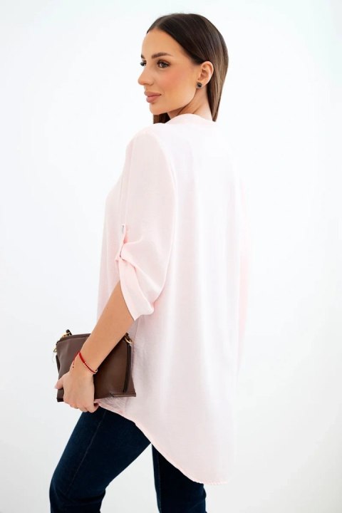Bluzka z dłuższym tyłem jasny pudrowy róż