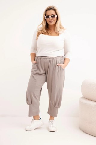 Spodnie damskie Plus Size z obniżonym krokiem i gumką w pasie fango