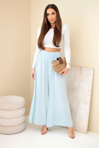 Spodnie damskie wiskozowe z elastycznym pasem niebieskie