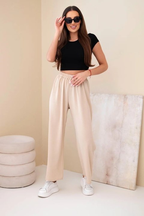 Spodnie z szeroką nogawką ciemno beżowe