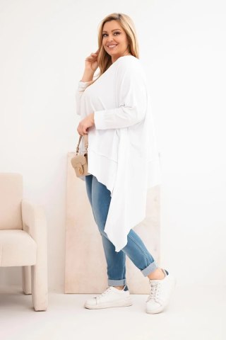 Tunika damska Plus Size z bawełny z asymetrycznym dołem biała