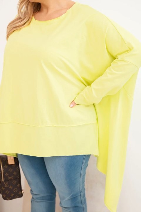 Tunika damska Plus Size z bawełny z asymetrycznym dołem jasno pistacjowa