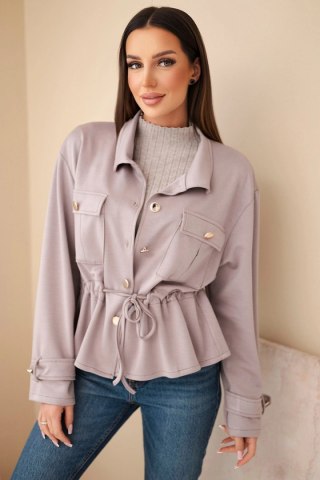 Bluza damska rozpinana masełkowa z troczkiem i kieszeniami fango