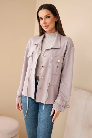 Bluza damska rozpinana masełkowa z troczkiem i kieszeniami fango