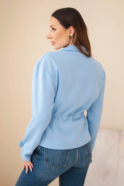 Bluza damska rozpinana masełkowa z troczkiem i kieszeniami niebieska
