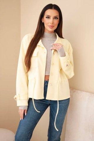Bluza damska rozpinana masełkowa z troczkiem i kieszeniami żółta