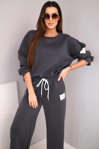 Komplet damski masełko bluza + spodnie grafitowy