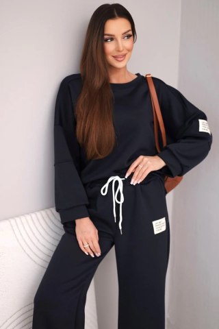 Komplet damski masełko bluza + spodnie granatowy