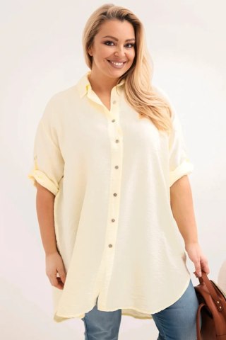 Koszula damska Plus Size z wiskozy z dłuższym tyłem żółta