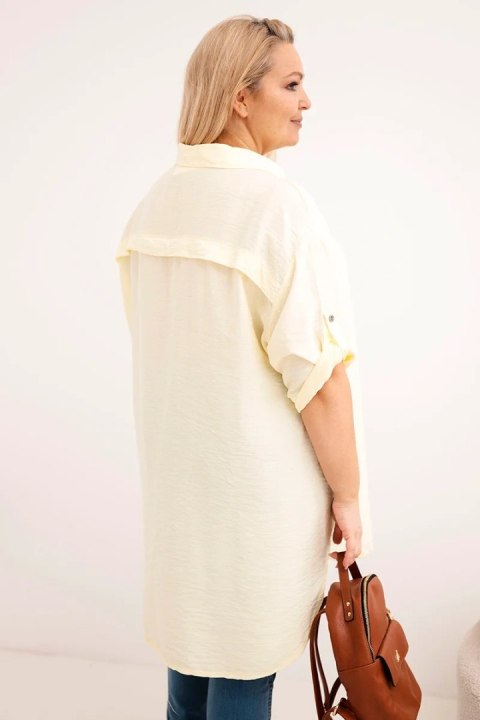 Koszula damska Plus Size z wiskozy z dłuższym tyłem żółta