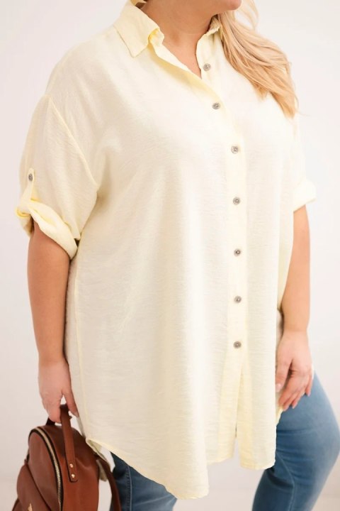 Koszula damska Plus Size z wiskozy z dłuższym tyłem żółta