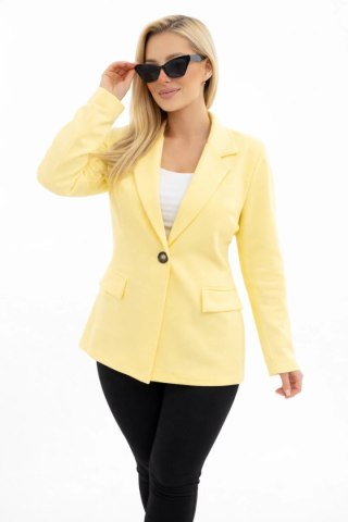 Marynarka damska z wiskozy Plus Size z długim rękawem i kołnierzem żółta