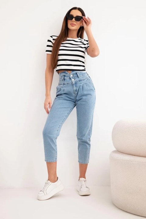 Spodnie damskie jeansowa paperbag z podwójnym zapięciem M.sara jeansowe