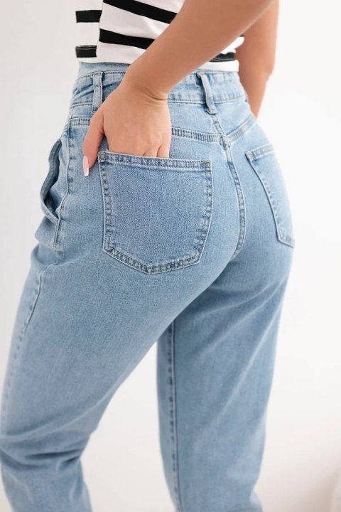 Spodnie damskie jeansowa paperbag z podwójnym zapięciem M.sara jeansowe
