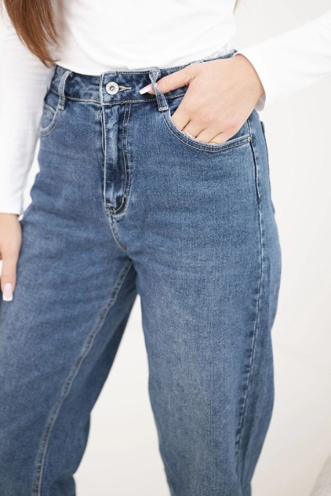 Spodnie damskie jeansowe z szeroką nogawką i wysokim stanem M.Sara