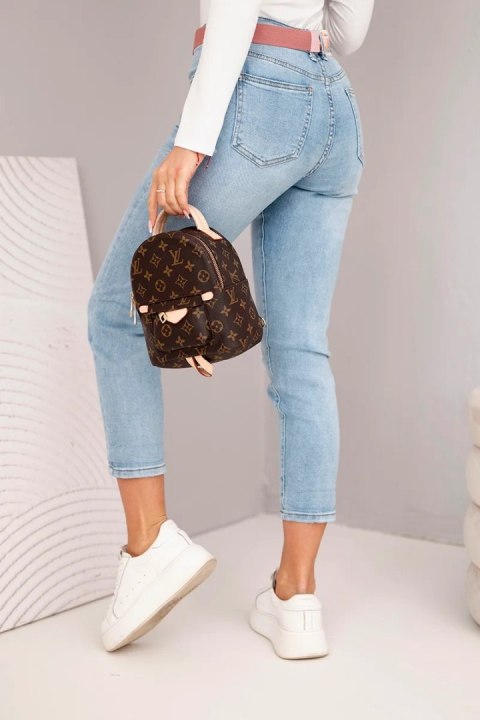 Spodnie damskie jeansowe z wysokim stanem i paskiem