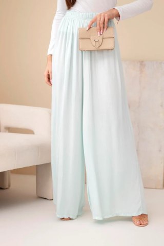 Spodnie damskie wiskozowe szerokie z gumką w pasie miętowe
