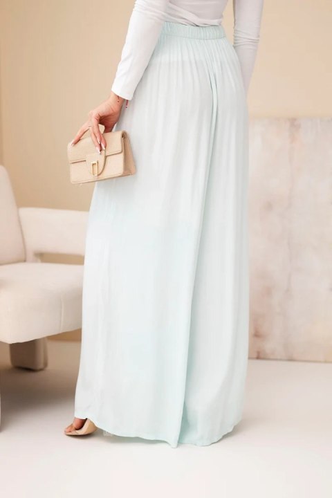 Spodnie damskie wiskozowe szerokie z gumką w pasie miętowe